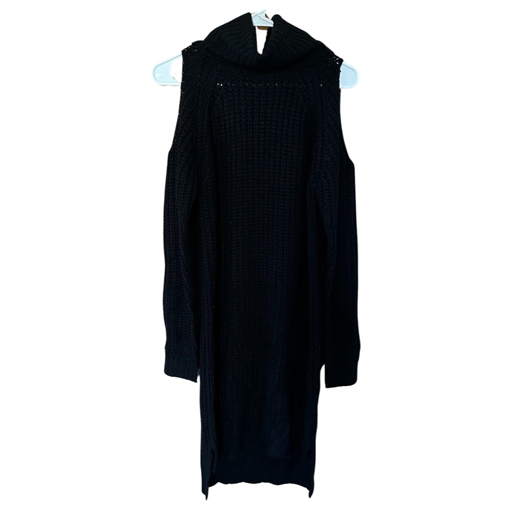 John + Jenn Black Cold-Shoulder Sweater Dress XS